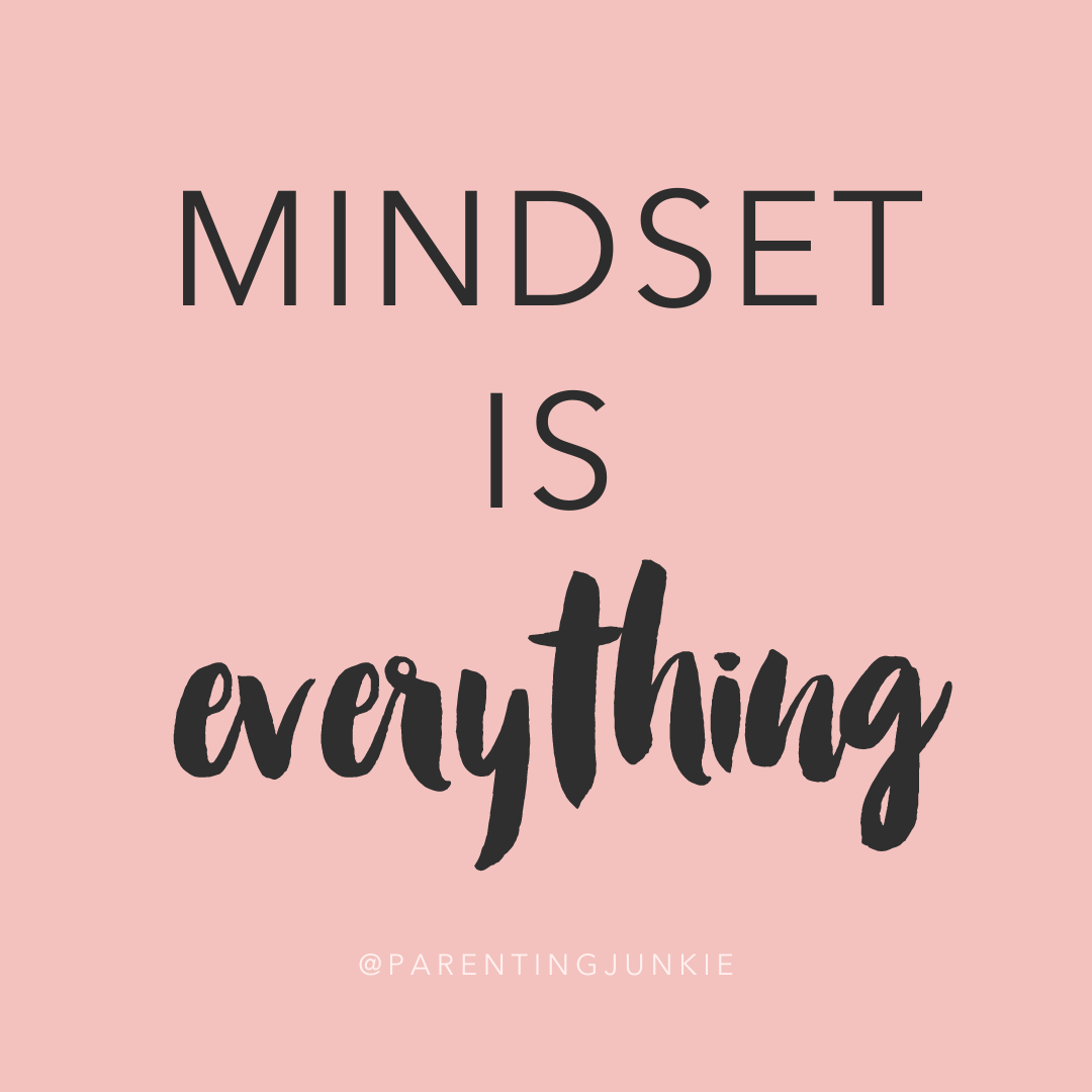 Mindset is everything written in black on a pink background.